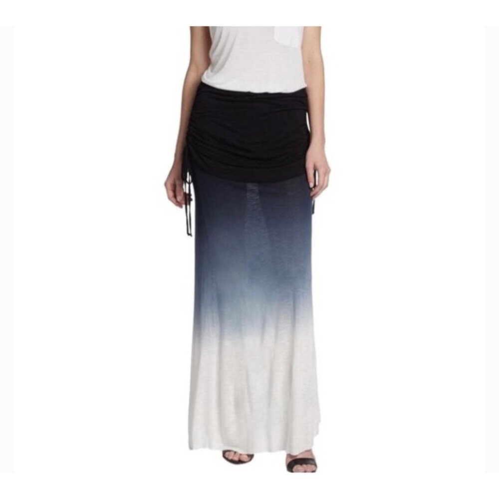 Young Fabulous & Broke Blue Ombre Fold Over Waist Ruched Sides Boho Maxi Skirt